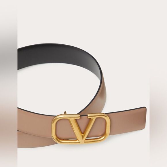 Valentino REVERSIBLE SIGNATURE BELT/GLOSSY CALFSKIN 30 MM SMOKEY/ NEW $6… - Picture 6 of 16